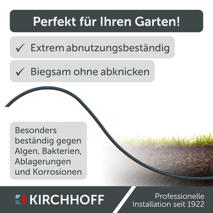 Kirchhoff water pipe for garden irrigation 25 mm x 12.5 m | PE pipe for sprinkler system | HDPE connecting pipe | DVGW | Drinking water pipe | Made in EU