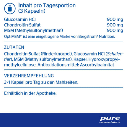 Pure Encapsulations - Glucosamine Chondroitin + MSM - High Dose with Organic Sulfur - 60 Capsules
