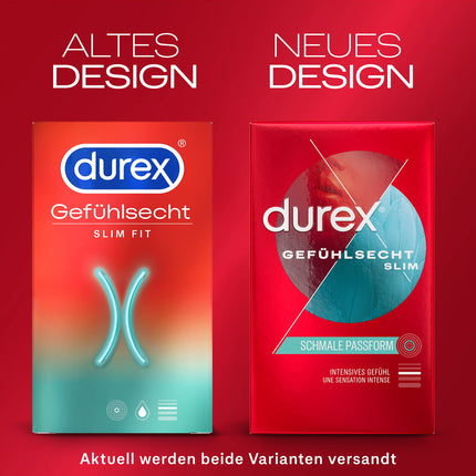 [NEW] Durex Feeling Slim Condoms – Thin condoms with a narrow fit &amp; lubricated with silicone gel – 8-pack (1 x 8 pieces)