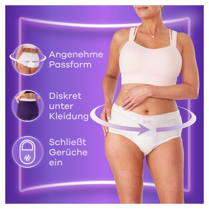 Always Discreet Incontinence Pants Size M, Regular, 48 Pants (4 x 12 pieces) for women, monthly pack, locks in odors and fluids instantly