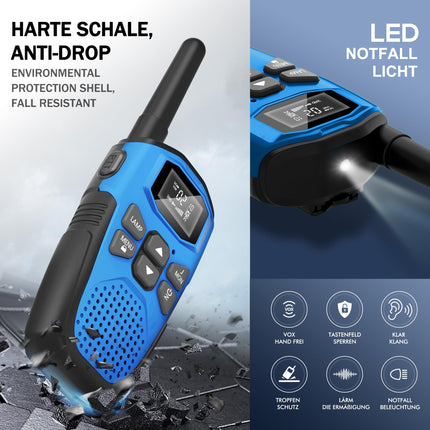 Walkie Talkie Set of 4, NXGKET Walkie Talkie Rechargeable for Adults and Children, Long Range 5km Walkie Talkie with Li-ion Battery, Walkie Talkies VOX Flashlight for Outdoors, Camping, Hiking