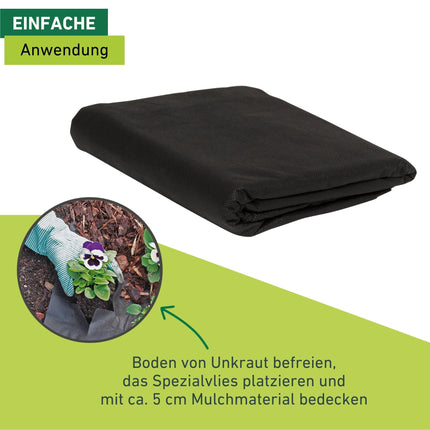 Windhager Weed Fleece Basic, Garden Fleece, Garden Film, Cover Fleece, Root Barrier, Breathable, Water-permeable, 5 x 1.6 m, 06319, black