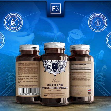 FS Uridine Monophosphate | 60 Uridine Capsules - High Dose Uridine Monophosphate - 300mg Uridine per Serving | GMO-, Gluten- &amp; Allergen-Free | Made in the UK