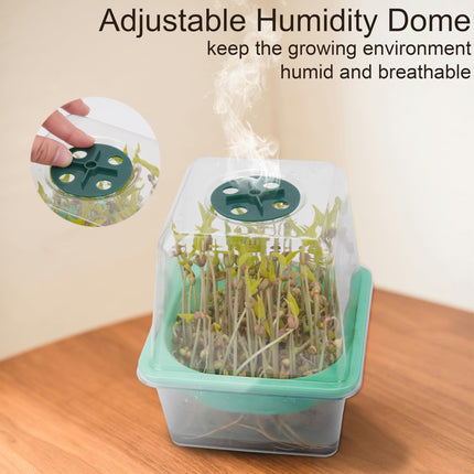 Set of 6 transparent microgreen trays with plastic humidity dome, BPA-free germination tray, reusable seed tray for planting cat grass, broccoli, bean sprouts and much more