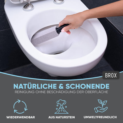 BROX® Pumice Stone Toilet 3 Pieces – Toilet Cleaner for Stubborn Urine Scale &amp; Limescale – Pumice Stone Toilet – Toilet Stone for Effective Cleaning – Cleaning Stone – Urine Stone Remover with Black Handle