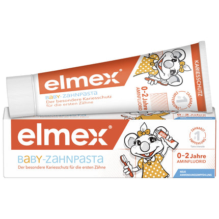elmex Baby Toothpaste 0-2 years, 50ml – special caries protection for babies' first teeth – protects tooth enamel and is gentle on gums