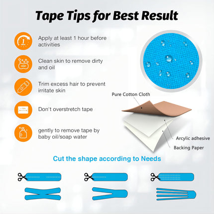Kinesiotapes &lt;40 PCS&gt; Kinesiology Tape Strips Precut, Elastic Athletic Tape for Joint Support &amp; Muscle Pain Relief &lt;5cm, 25cm/Trip&gt; Cotton Waterproof Sports Tape (Mix-4)