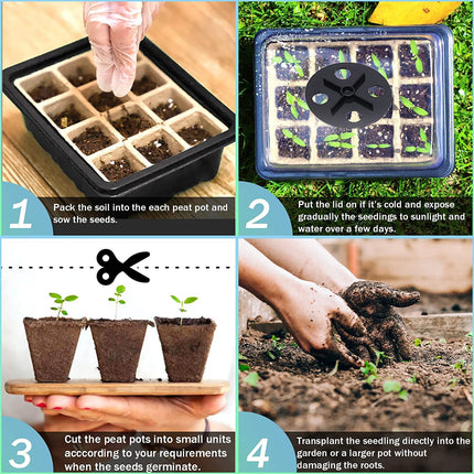 YeahBoom 10 Pack Indoor Greenhouse Propagator, 120 Hole Mini Greenhouse Propagator for Growing, Degradable Grow Pots, with 20 Plant Labels and 2 Gardening Tools, for Growing Seedlings