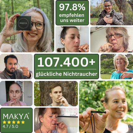 Makya V2 – Smoking Cessation Aid – MORE RESISTANCE – Nicotine-free &amp; chemical-free – Simulates the feeling of smoking – Developed with pulmonologists – Stress relief &amp; breathing training – Stainless steel necklace