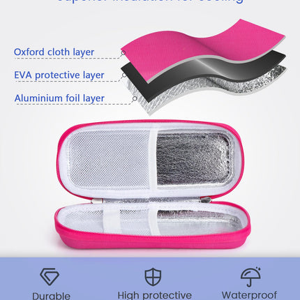 SUNMON Insulin Cooler Bag with 2 Reusable Ice Packs, Insulated Insulin Pen Cooler Bag, Portable Travel Bag for Diabetic Supplies, 4-6 Hour Cooling Medication Bag, 21.1 × 8.9 × 4.8 cm (Red)