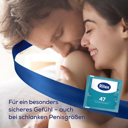 Ritex 47 Condoms, Small Condom, Secure Feeling Due to Tighter Fit, 8 Pieces, Made in Germany