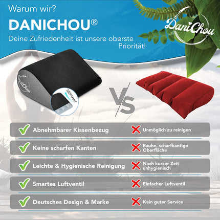 DaniChou LoveLift Wedge Pillow - Inflatable Pillow with Removable Cover | Lumbar Pillow, Back Pillow, Yoga Pillow &amp; Sex Pillow for Couples - Comfort &amp; Support, Sex Pillow for Couples
