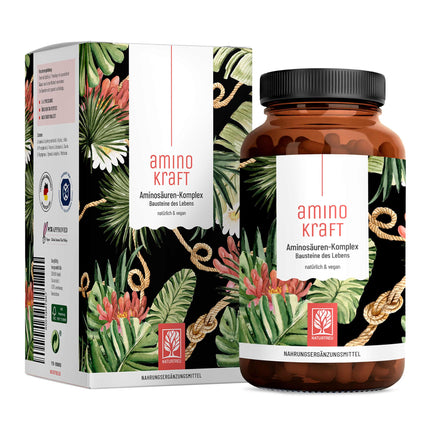High-dose amino acid complex - 180 vegan amino tablets with 1000 mg each per daily dose with 12 different amino acids - EAA pattern tablets from NATURTREU