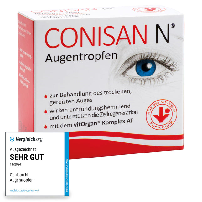 CONISAN N eye drops for healthy eyes - Fast relief for dry, irritated, and tired eyes, with the innovative vitOrgan complex to support cell regeneration, 20 x 0.5 ml