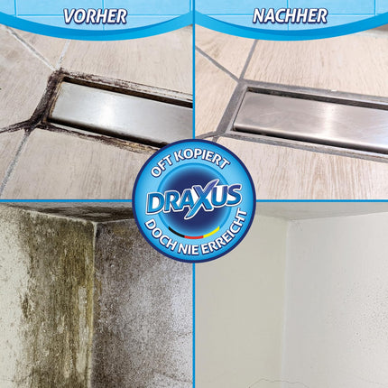 DRAXUS Professional Mold Remover with Innovative Adhesive Effect | Extra Strong Mold Spray for Walls, Bathrooms, Silicone Joints &amp; More | Removes Mold Highly Effectively (Active Chlorine) 500 ml