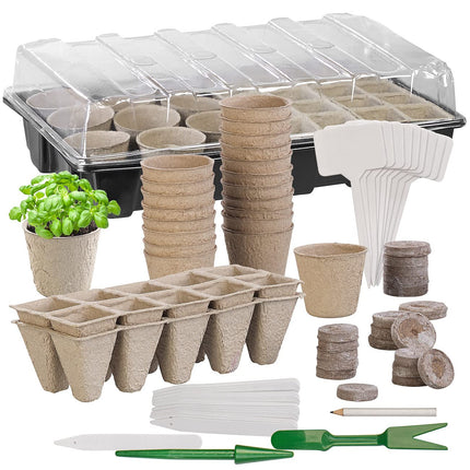 Royal Gardineer Grow Pots: 84-piece plant growing kit with biodegradable plant pots (plant pot, growing kit, indoor greenhouse)