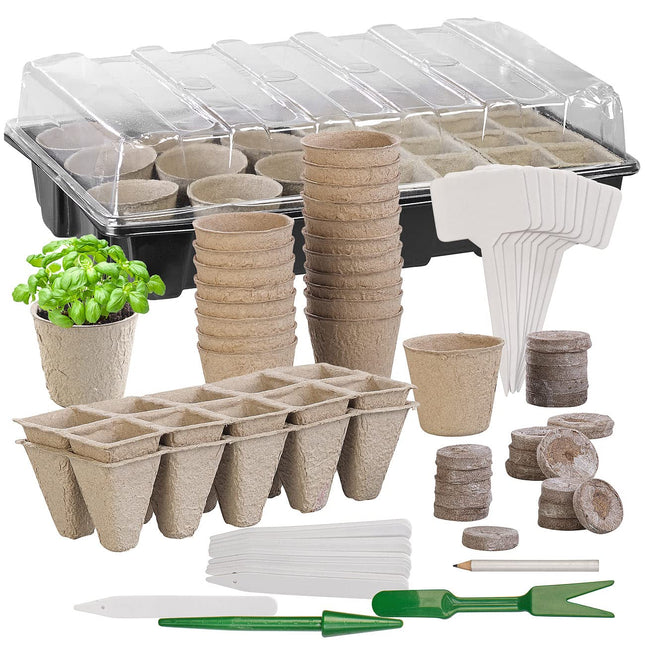 Royal Gardineer Grow Pots: 84-piece plant growing kit with biodegradable plant pots (plant pot, growing kit, indoor greenhouse)