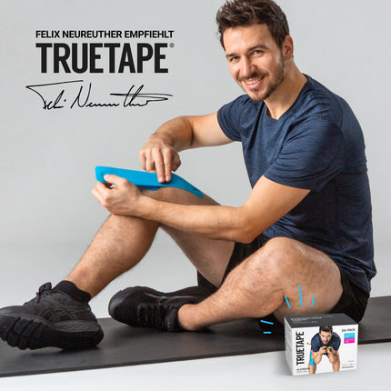 TRUETAPE® Kinesiotape – PRO Precut DUO Pack – 2 x 20 pre-cut strips (25 cm x 5 cm) – Waterproof &amp; Elastic Kinesiotapes – Physiotape with strong adhesive for sports – Blue &amp; Pink