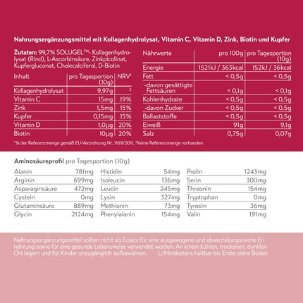 pureSGP Collagen [300g]: Purest pharmacy-grade collagen – Bioactive premium peptides from high-quality collagen hydrolysate. With vitamin C &amp; biotin – Tasteless – Good solubility