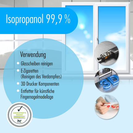 Isopropanol 99.9% IPA from Höfer Chemie freshly filled in handy 1 L bottles - perfect as a solvent and grease remover (3 x 1 L)