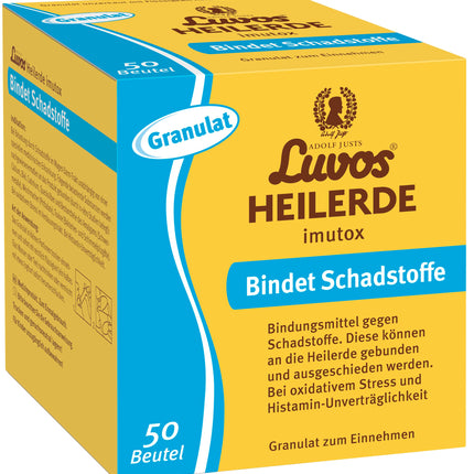 Luvos Healing Clay imutox Granules - Natural remedy for binding harmful substances - For complaints of the gastrointestinal tract, oxidative stress, and histamine intolerance - 50 sachets