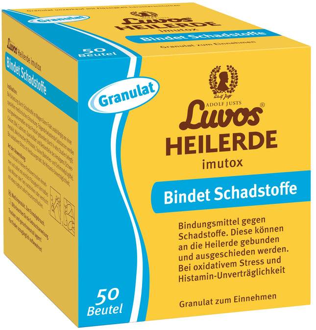 Luvos Healing Clay imutox Granules - Natural remedy for binding harmful substances - For complaints of the gastrointestinal tract, oxidative stress, and histamine intolerance - 50 sachets
