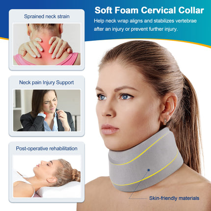 Neck Brace for Neck Pain and Support, Soft Neck Support Relieves Spinal Pain and Pressure for Women and Men, Foam Cervical Collar (M, 8.7 cm Deep Collar)