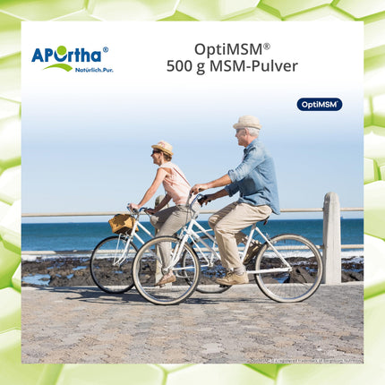 APOrtha® OptiMSM® MSM Powder, 500g vegan powder, 99.9% pure methylsulfonylmethane without any additives, 1,000 mg OptiMSM® MSM per serving, vegan, gluten-free, lactose-free, allergen-free