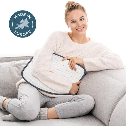 Beurer heating pad HK 41, cozy heat pad with 3 temperature settings and automatic switch-off, machine washable, made in Europe, white / gray, 44 x 33 cm