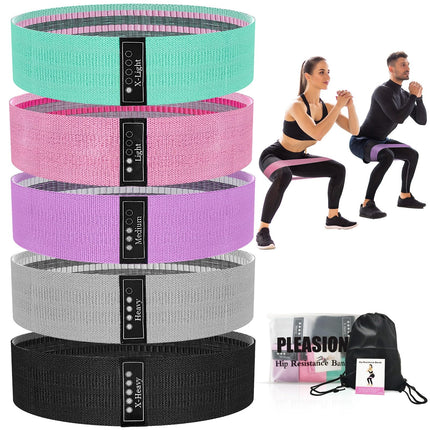 PLEASION Resistance Bands Fitness Band, Fitness Bands Fabric Bands Set of 5, Resistance Bands for Strength Training Muscle Building Hip Leg Training, Gymnastic Band for Workout Yoga Pilates