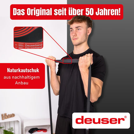 Deuserband Original resistance band exercise band made of natural rubber, vegan, non-slip, Made in Germany fitness bands for strength training, fitness, yoga