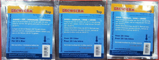 3 x Beer Yeast Brewferm Top - Beer Yeast for Ale, IPA, Top-Fermenting | Dry Yeast | Top-Fermenting Yeast | Safale | Homebrew | Brewing Yeast | Yeast for Brewing Beer