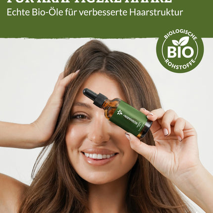 Heldengrün® ORGANIC Rosemary+ Hair Oil [HIGH DOSE] Dermatologically tested - Natural hair booster with jojoba &amp; rosemary - Rosemary oil for hair - Essential oil blend