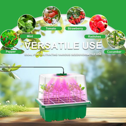 UCAMP Indoor Greenhouse Propagator, Trays Greenhouse Propagation Tray, Mini Greenhouse Propagation Set with Raised Lid, Seedling Starter Trays with Lid Ventilation for Seedling Plant