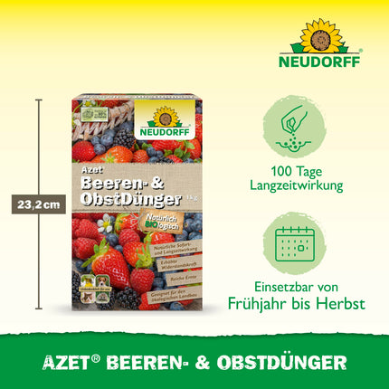 Neudorff Azet Berry &amp; Fruit Fertilizer – Organic fertilizer for more flavor and a rich harvest of berries and fruit with natural immediate and long-term effects, 1 kg, Brown