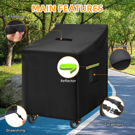 Rollator garage with handle, rollator walker cover, heavy-duty 420D Oxford fabric rollator garage, with 2 reflective strips, 1 handle, 4 buckles, ventilation slots, windproof, rainproof
