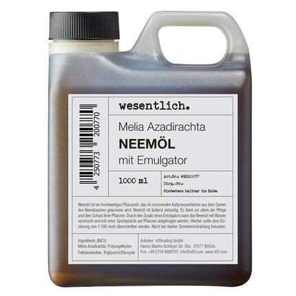 essential. Neem oil with emulsifier 1000ml - ready-mixed for home and garden - high yield for 100l spray