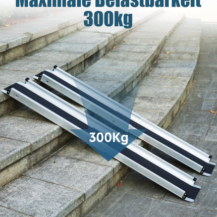 FoundGo 2 pcs. Telescopic Wheelchair Ramp [Max. 300kg 74.5/121cm] Aluminum Ramp Non-Slip Telescopic Ramp Including Carrying Bag for Manual Wheelchair Stairs Bicycle