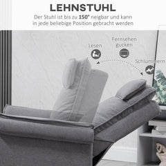 HOMCOM Electric Recliner Chair TV Chair Massage Chair Armchair with Stand-Up Aid Relaxing Chair with Reclining Function Linen-Touch Steel 86 x 95 x 106 cm Grey