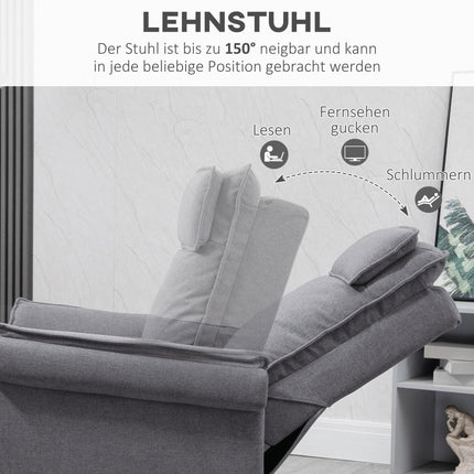 HOMCOM Electric Recliner Chair TV Chair Massage Chair Armchair with Stand-Up Aid Relaxing Chair with Reclining Function Linen-Touch Steel 86 x 95 x 106 cm Grey