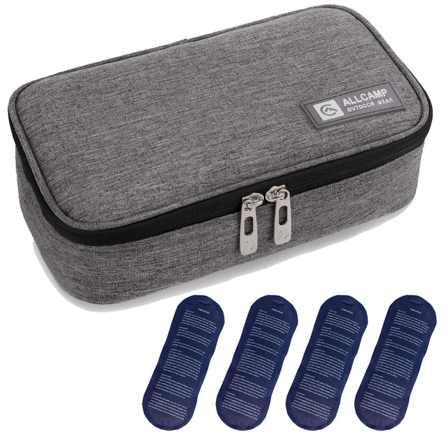 ALLCAMP Diabetic Bag Cooler Bag Insulin Bag for Diabetes Syringes, Insulin Injection and Medication + 4 Ice Packs