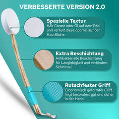 BELAVENA© Back Creaming Aid | Improved Concept 2025 - Optimal back care with back creamer / back brush including 4 replaceable pads – Back Creamer / Back Creaming Aid