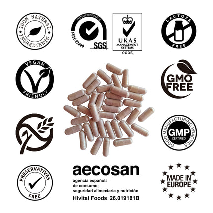 Digestive enzymes. 180 vegan capsules for a 6-month course. Amylase, protease, lactase, lipase, cellulase, bromelain, and papain. Manufactured by HIVITAL