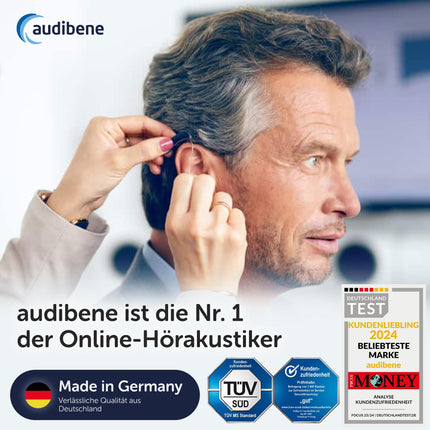 audibene hearing aid batteries type 312 brown, batteries for hearing aids, 60-pack, Made in Germany, including FREE cleaning cloth, Wireless Approved, mercury-free