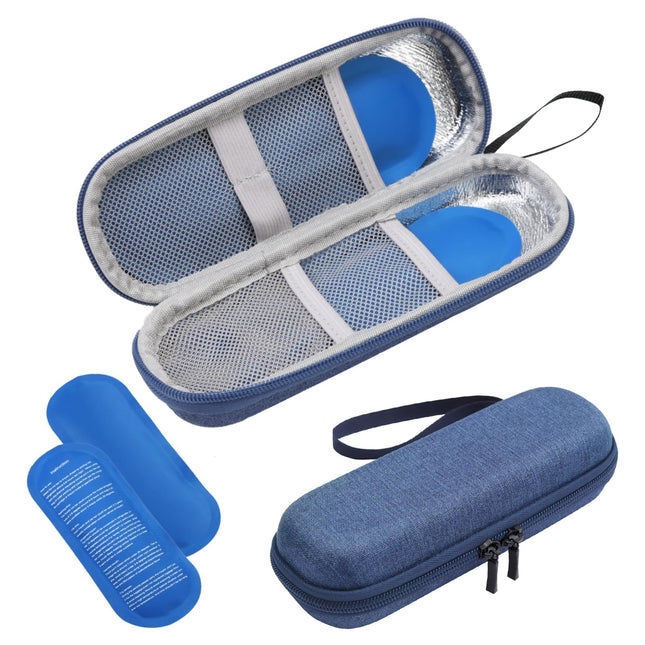 Insulin Pen Cooler Bag with 2 Ice Packs Insulin Cooler Bag Diabetic Medication Bag Insulin Pen Bag for On the Go Small Portable for Insulin Pen Insulin Syringes Medication Medical Blue