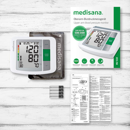 Medisana BU 510 upper arm blood pressure monitor, blood pressure and pulse monitor with memory function, traffic light scale, blood pressure cuff with irregular heartbeat indicator