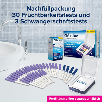 Clearblue 33 Tests Fertility Monitor, Cycle Computer Refill Pack, 30x Ovulation Test and 3x Pregnancy Test, Fertility Test for Women to Determine Ovulation