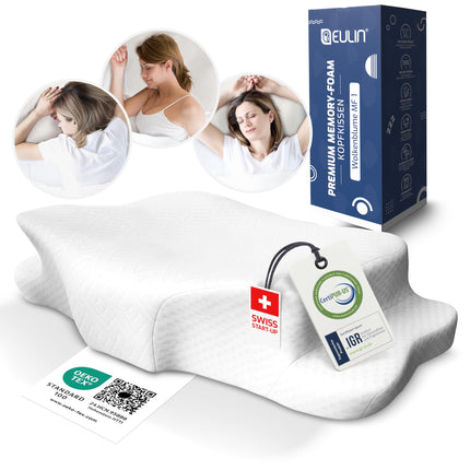 EULIN® PILLOW - Orthopedic pillow for ergonomic deep sleep - Premium memory foam neck pillow - Neck support pillow IGR certified