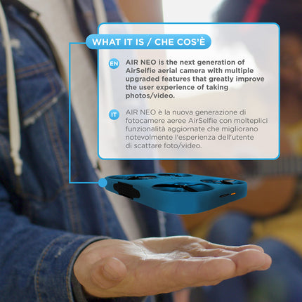 AIR NEO by AirSelfie - Aerial Camera with Auto-Flight Pocket-Sized, Mini Drone for Hands-Free Photos and Videos, 12MP Camera for High-Resolution Photos and 2K Videos, Blue Color