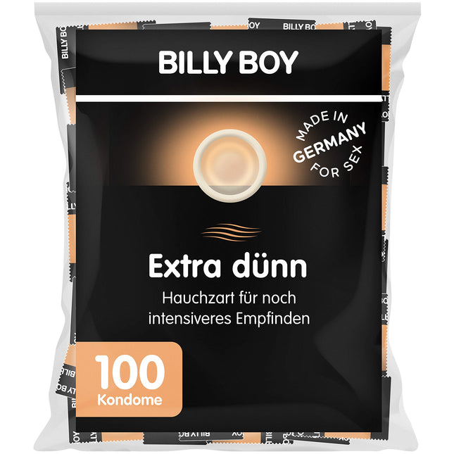 100 Billy Boy Extra Thin Condoms - Ultra-thin condoms for an even more intense sensation - Made in Germany